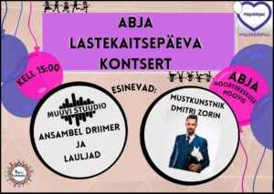 1. juunil toimub Lastekaitsepäeva kontsert Abja noortekeskuse hoovis kell 15:00. Rohkem infot ürituse kohta: Abja-Paluoja LASTEKAITSEPÄEVA KONTSERT | Facebook